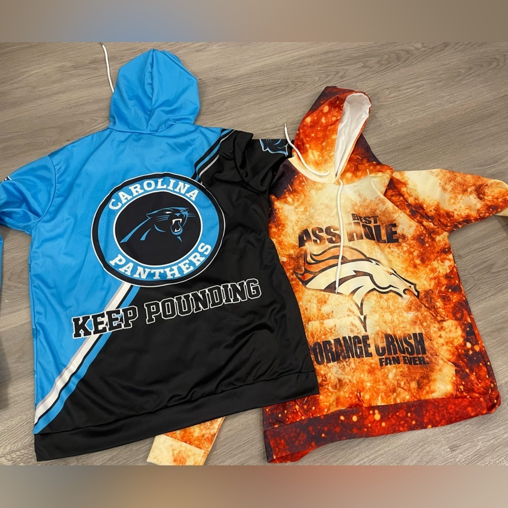 Set of 2 NFL - Funny Carolina Panthers & Denver Bronco Long Sleeve Mens Shirts